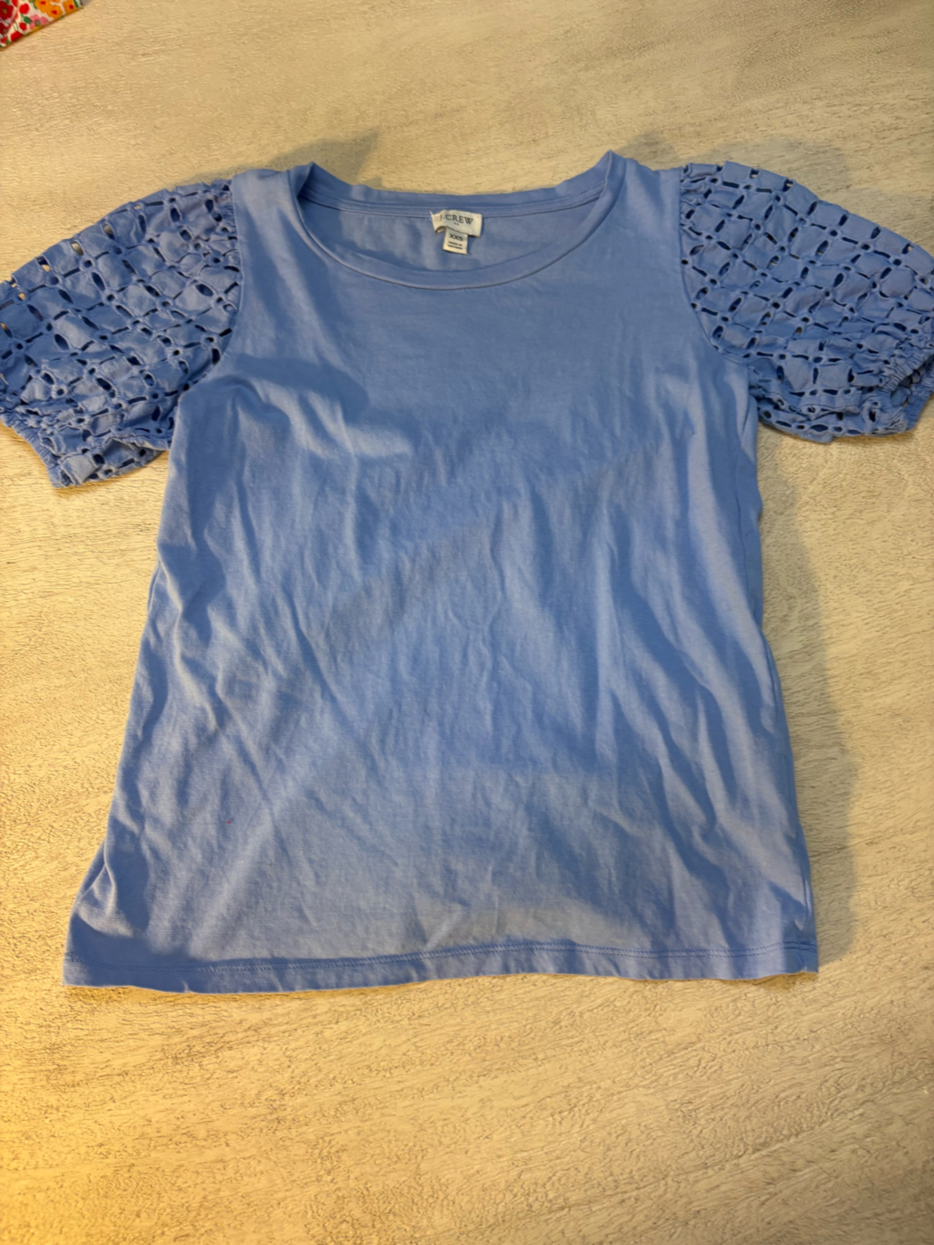 J. Crew Factory Periwinkle Eyelet Sleeve Tunic Top
